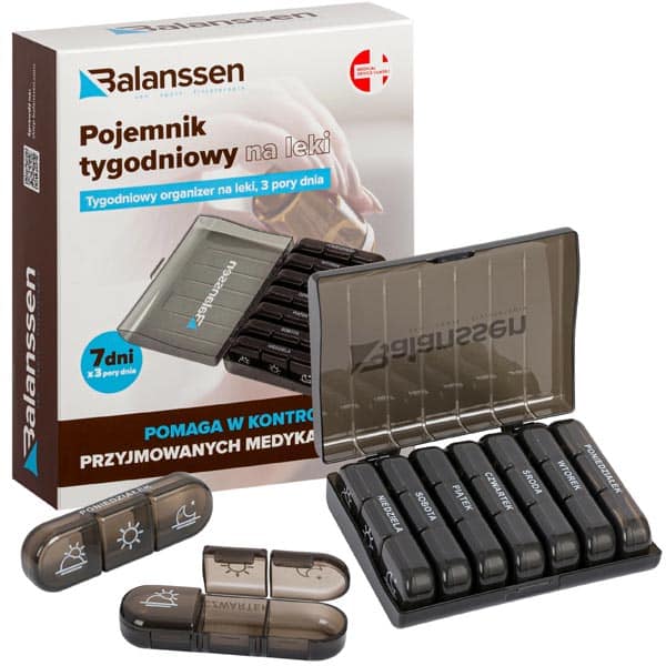 Pojemnik Tygodniowy Na Leki 3 Pory Dnia X 7 Dni Czarne Etui